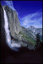 Upper Yosemite Falls and Half-Dome, early afternoon. Yosemite National Park ( color)