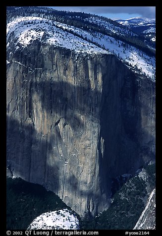 El Capitan seen from Dewey Point in winter. Yosemite National Park, California, USA.