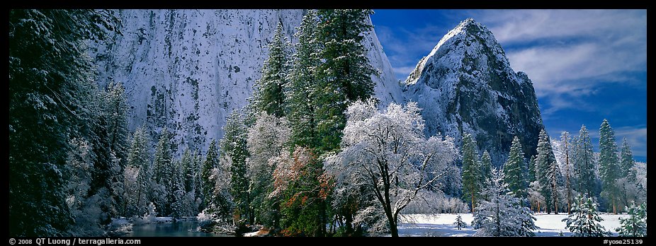 Cathedral rocks in winter. Yosemite National Park, California, USA.