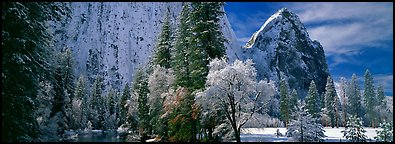 Cathedral rocks in winter. Yosemite National Park (Panoramic color)