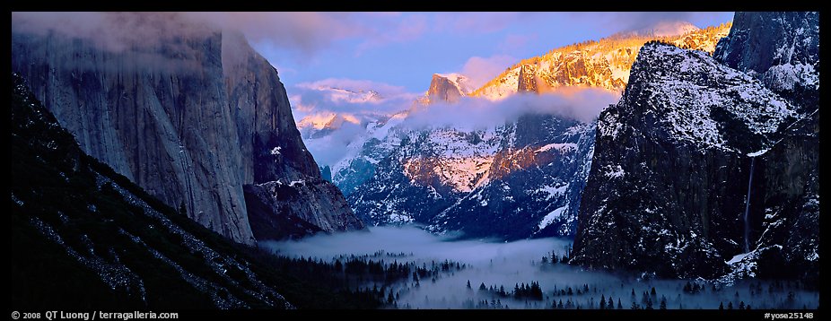 Winter sunset over Yosemite Valley. Yosemite National Park (color)