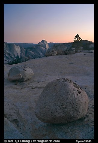 Boulders and Half-Dome from Olmsted point. Yosemite National Park, California, USA.