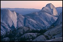 Tenaya Canyon, Clouds Rest, and Half-Dome from Olmstedt Point, sunset. Yosemite National Park, California, USA. (color)