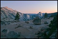 Glacial erratic boulders, Clouds Rest, and Half-Dome from Olmstedt Point, dusk. Yosemite National Park ( color)
