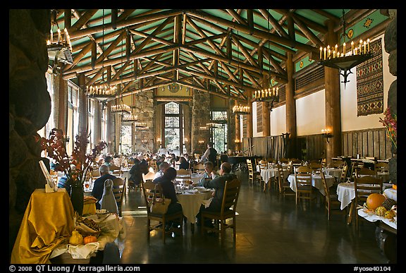 Dinning room, Ahwahnee lodge. Yosemite National Park (color)