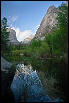Mirror Lake and Ahwiyah Point in the Spring, late afternoon. Yosemite National Park, California, USA. (color)