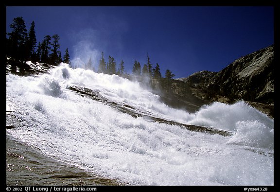 Turbulent waters of Waterwheel Falls in early summer. Yosemite National Park, California, USA.