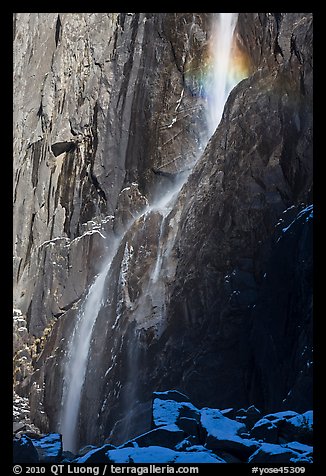 Lower Yosemite Falls in winter. Yosemite National Park, California, USA.