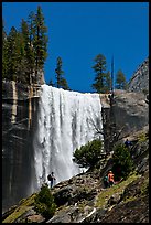 Hikers standing on Mist Trail below Vernal Fall. Yosemite National Park ( color)