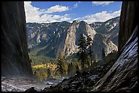Cathedral Rocks and El Capitan Meadows from base of Ribbon Falls. Yosemite National Park ( color)