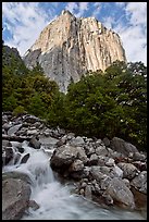 West face of El Capitan and creek. Yosemite National Park ( color)