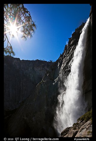 Upper Yosemite Fall and Sun. Yosemite National Park (color)
