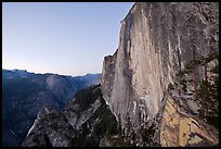 Hiker, Half-Dome and Tenaya Canyon from the Diving Board at dusk. Yosemite National Park ( color)