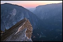 Diving Board, Glacier Point, and Yosemite Valley, sunset. Yosemite National Park, California, USA. (color)