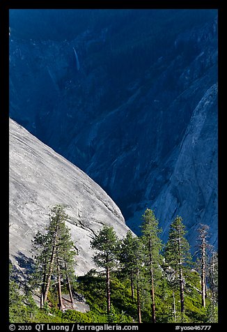 North Dome with Illouette Fall in distance. Yosemite National Park (color)