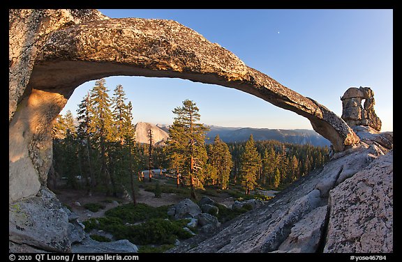Half-Dome seen through Indian Arch. Yosemite National Park, California, USA.