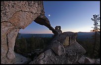 Indian Arch and moon at dusk. Yosemite National Park, California, USA. (color)