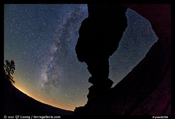 Indian Arch and Milky Way. Yosemite National Park, California, USA.