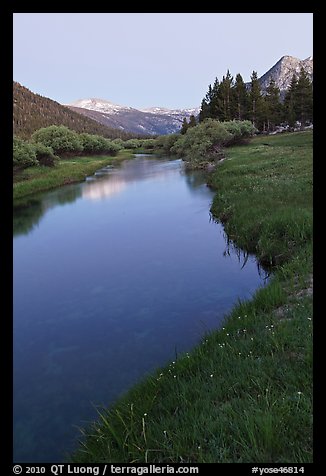 Tuolumne River in Lyell Canyon, dusk. Yosemite National Park (color)