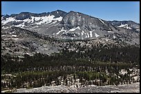 High Sierra view from Vogelsang Pass above Lewis Creek with Bernice Lake. Yosemite National Park ( color)