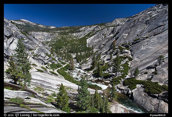 Merced River flowing down through Upper Merced River Canyon. Yosemite National Park, California, USA.