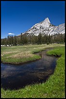Stream and Cathedral Peak. Yosemite National Park ( color)