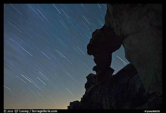 Indian Arch and stars. Yosemite National Park, California, USA.