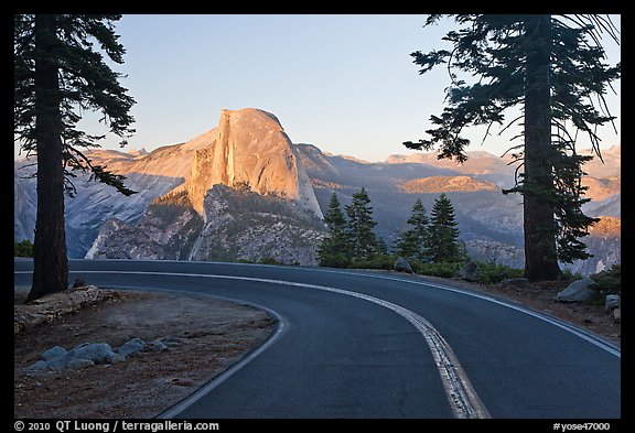 Road and Half-Dome. Yosemite National Park (color)