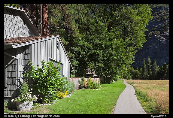 Residences at Ahwanhee Meadow edge, summer. Yosemite National Park (color)
