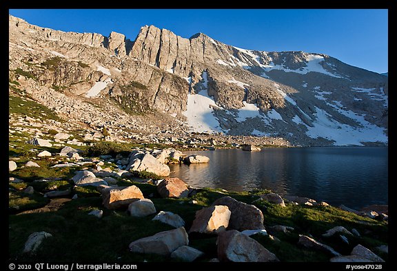 North Peak above Upper McCabe Lake, late afternoon. Yosemite National Park (color)