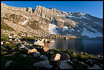 North Peak above Upper McCabe Lake, late afternoon. Yosemite National Park ( color)
