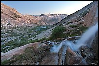 Waterfall and alpine valley at sunset. Yosemite National Park ( color)