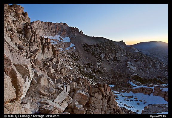 East amphitheater of Mount Conness at dawn. Yosemite National Park (color)