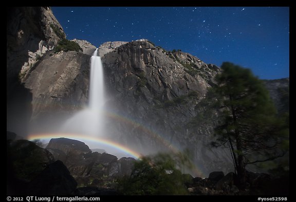 Double moonbow, Yosemite Falls. Yosemite National Park, California, USA.