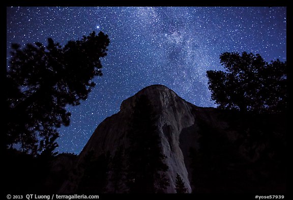 El Capitan and Milky Way at night. Yosemite National Park, California, USA.