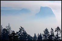 Half-Dome and Clouds Rest emerging from smoke. Yosemite National Park ( color)