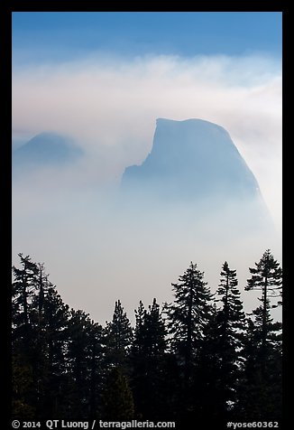 Half-Dome and Clouds Rest in fog above tree line. Yosemite National Park (color)