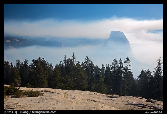 Half-Dome with fog clearing from Sentinel Dome. Yosemite National Park (color)