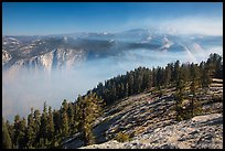View from Sentinel Dome over fog-filed Valley. Yosemite National Park ( color)