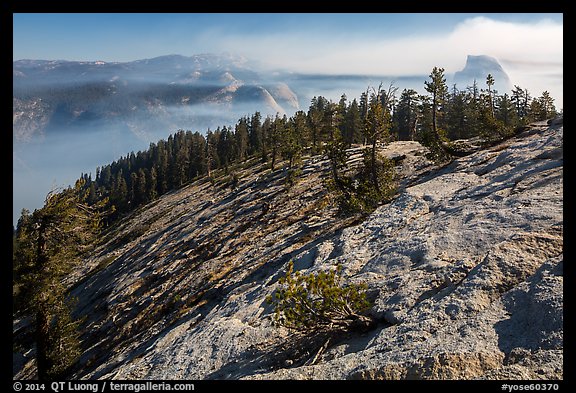 Smoke-filled valley and Half-Dome from Sentinel Dome. Yosemite National Park (color)