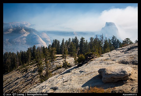 Foggy valley and Half-Dome from Sentinel Dome. Yosemite National Park (color)