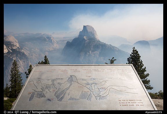 Half Dome intepretive sign. Yosemite National Park, California, USA.