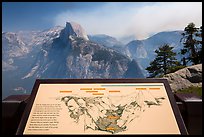 Glacier Point lower terrace intepretive sign. Yosemite National Park, California, USA.