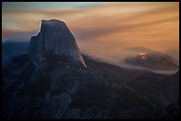 Half-Dome, forest fire, and smoke. Yosemite National Park ( color)