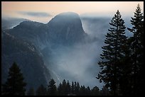 Liberty cap and smoke at night. Yosemite National Park ( color)