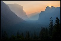 Discovery view with sun rising in notch. Yosemite National Park ( color)