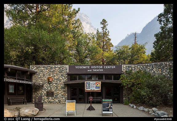 Main visitor center and cliffs. Yosemite National Park (color)
