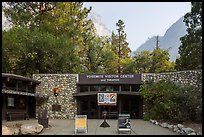 Main visitor center and cliffs. Yosemite National Park, California, USA.