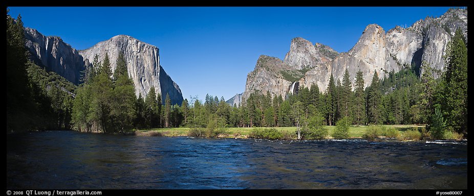 Valley View, El Capitan and Bridalveil Fall. Yosemite National Park, California, USA.