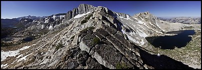 North Peak and Upper McCabe Lake from North Ridge. Yosemite National Park (Panoramic color)